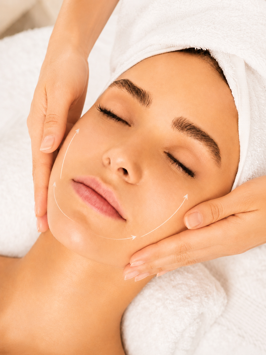 Existing MIMIQ photo stock image showing manual cheek facial massage
