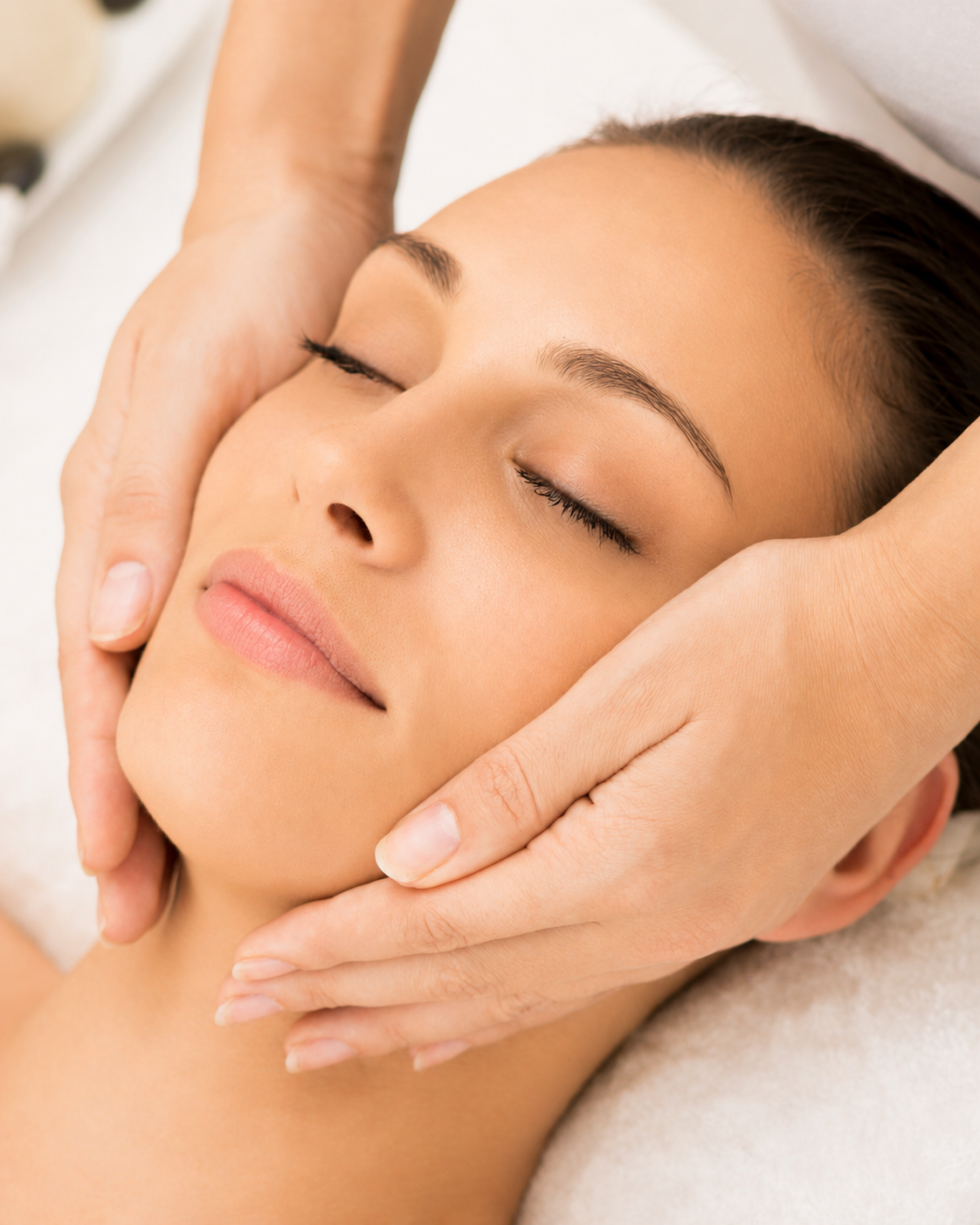 Existing MIMIQ photo stock image showing cheek sculpting facial massage