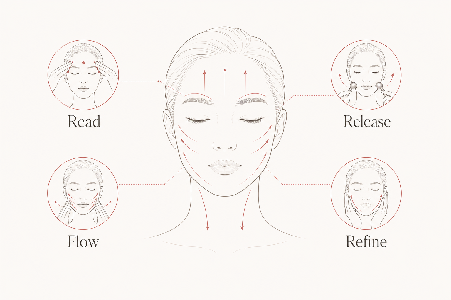 MIMIQ infographic explaining the method for cooling face workout Bangkok