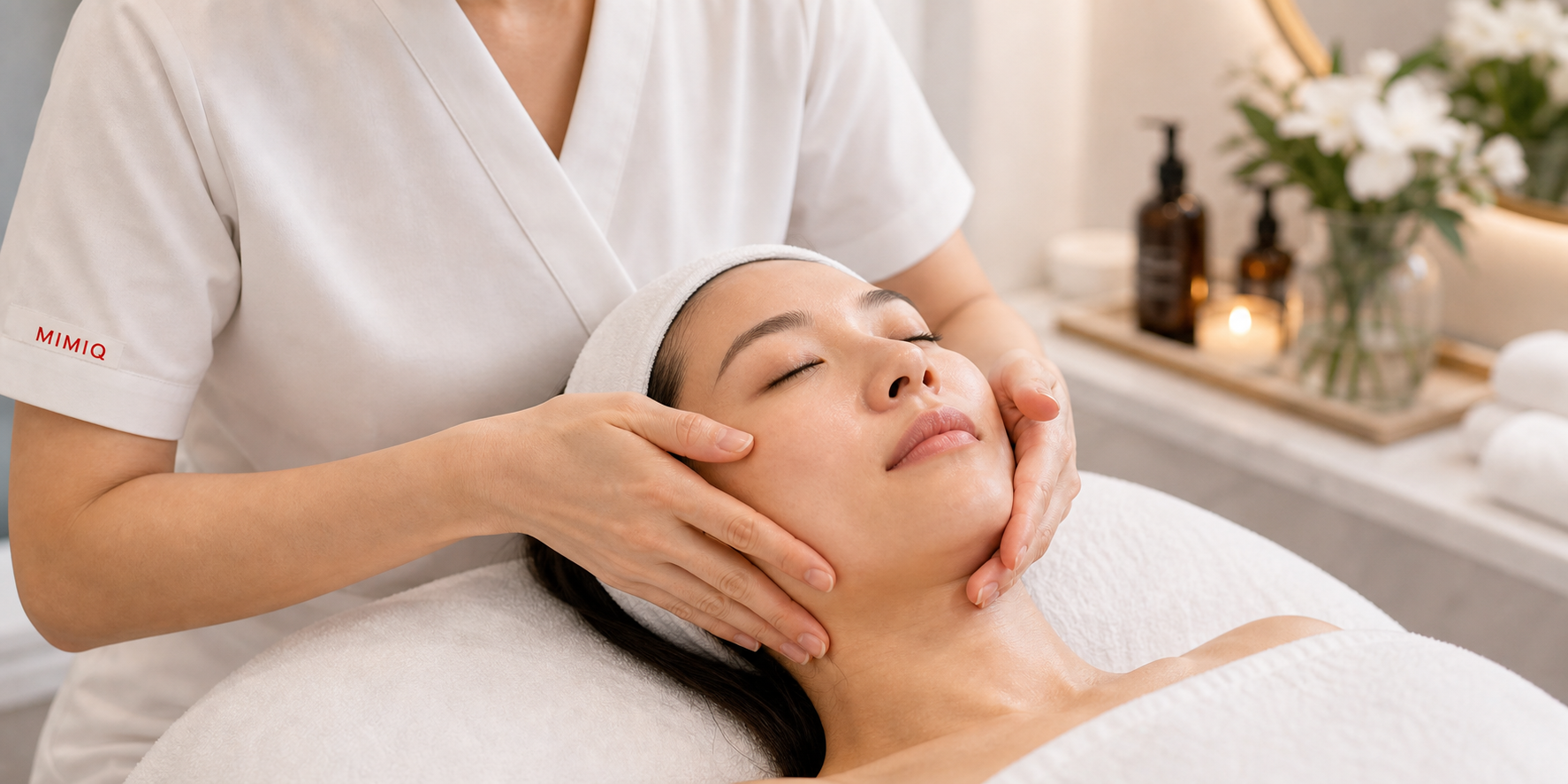 MIMIQ therapist performing a treatment related to face gym Bangkok