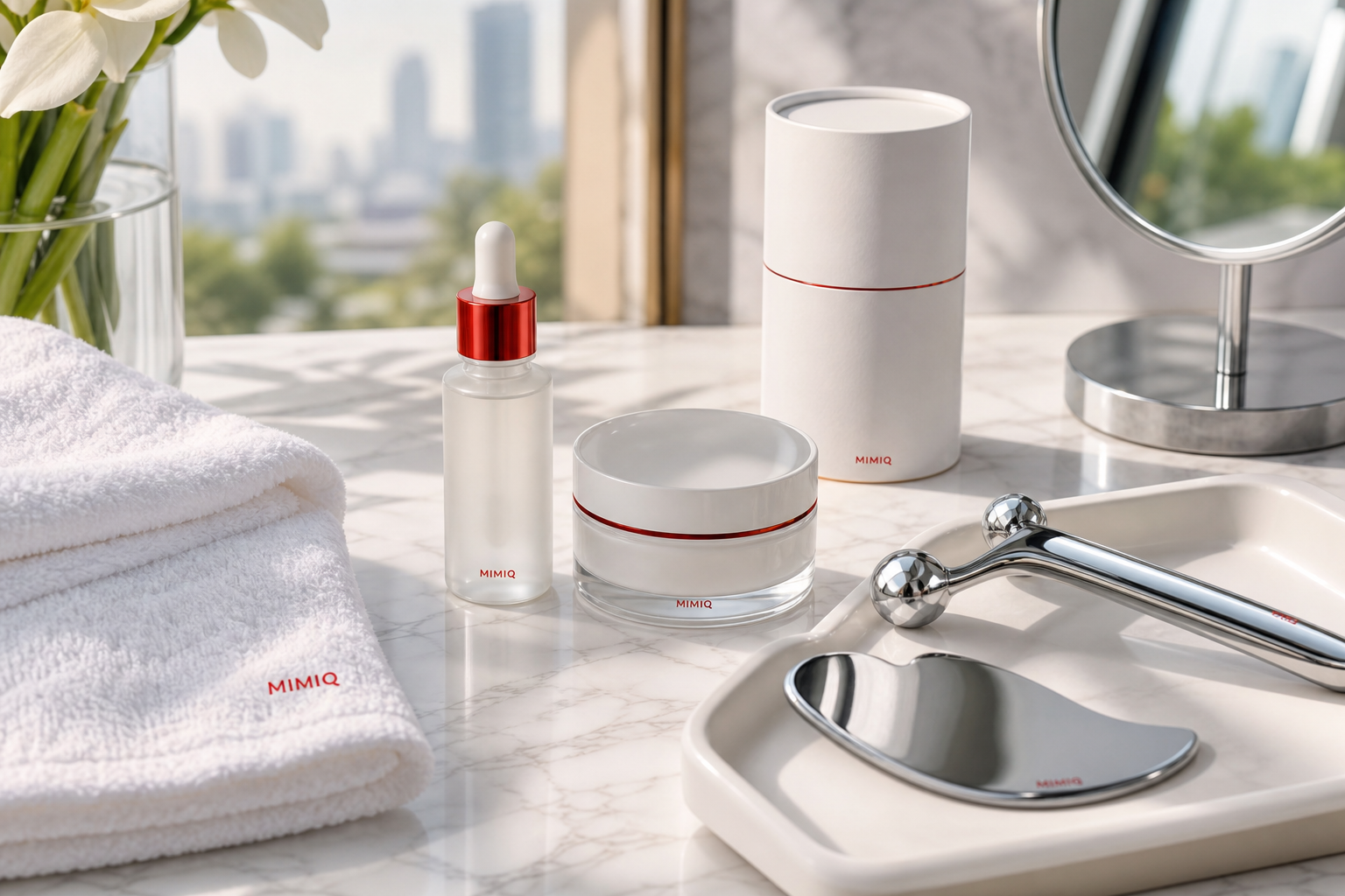 MIMIQ tools and towels for face serum facial massage Bangkok