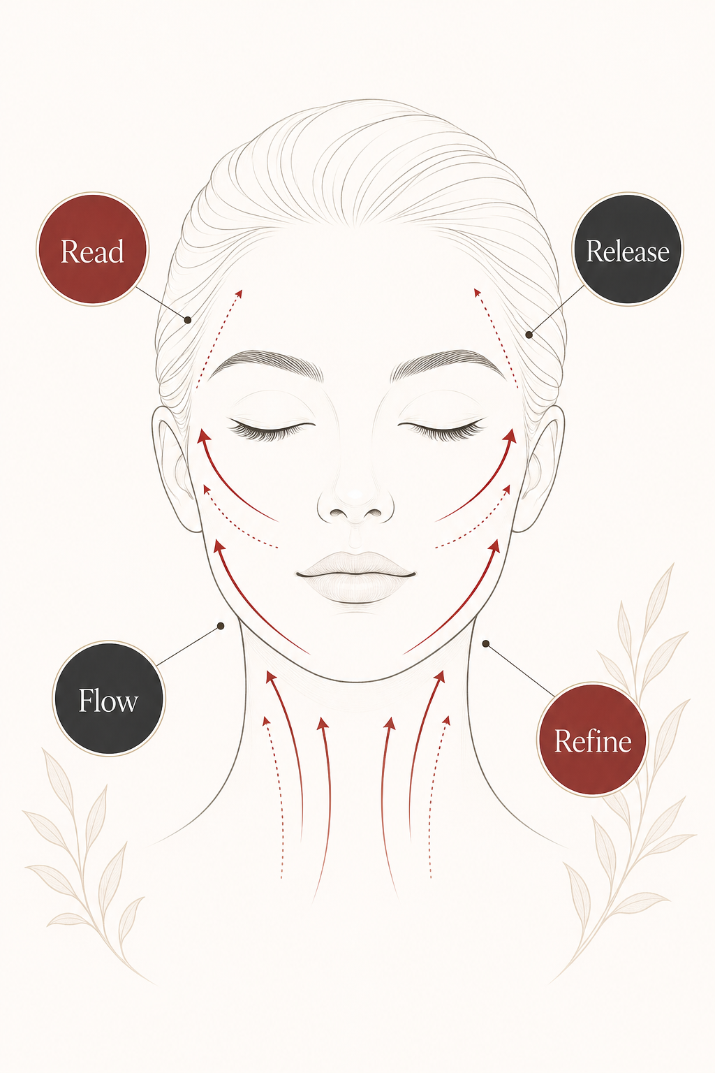 MIMIQ infographic explaining the method for face yoga vs face workout Bangkok