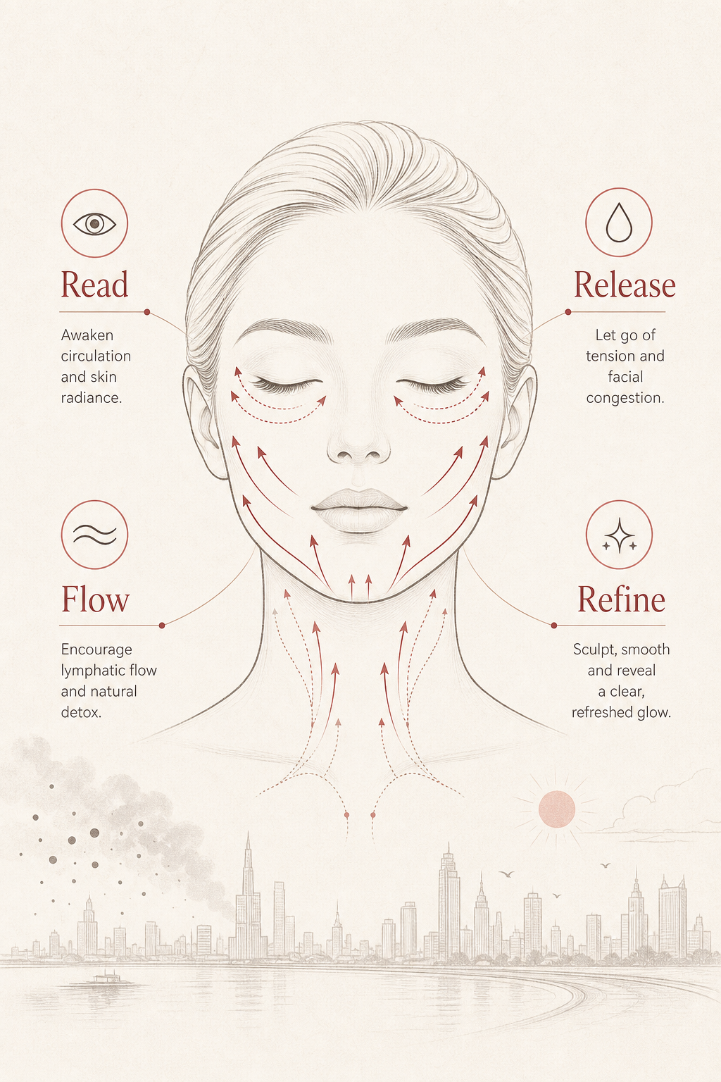 Infographic separating realistic de-puffing support from facial detox myths