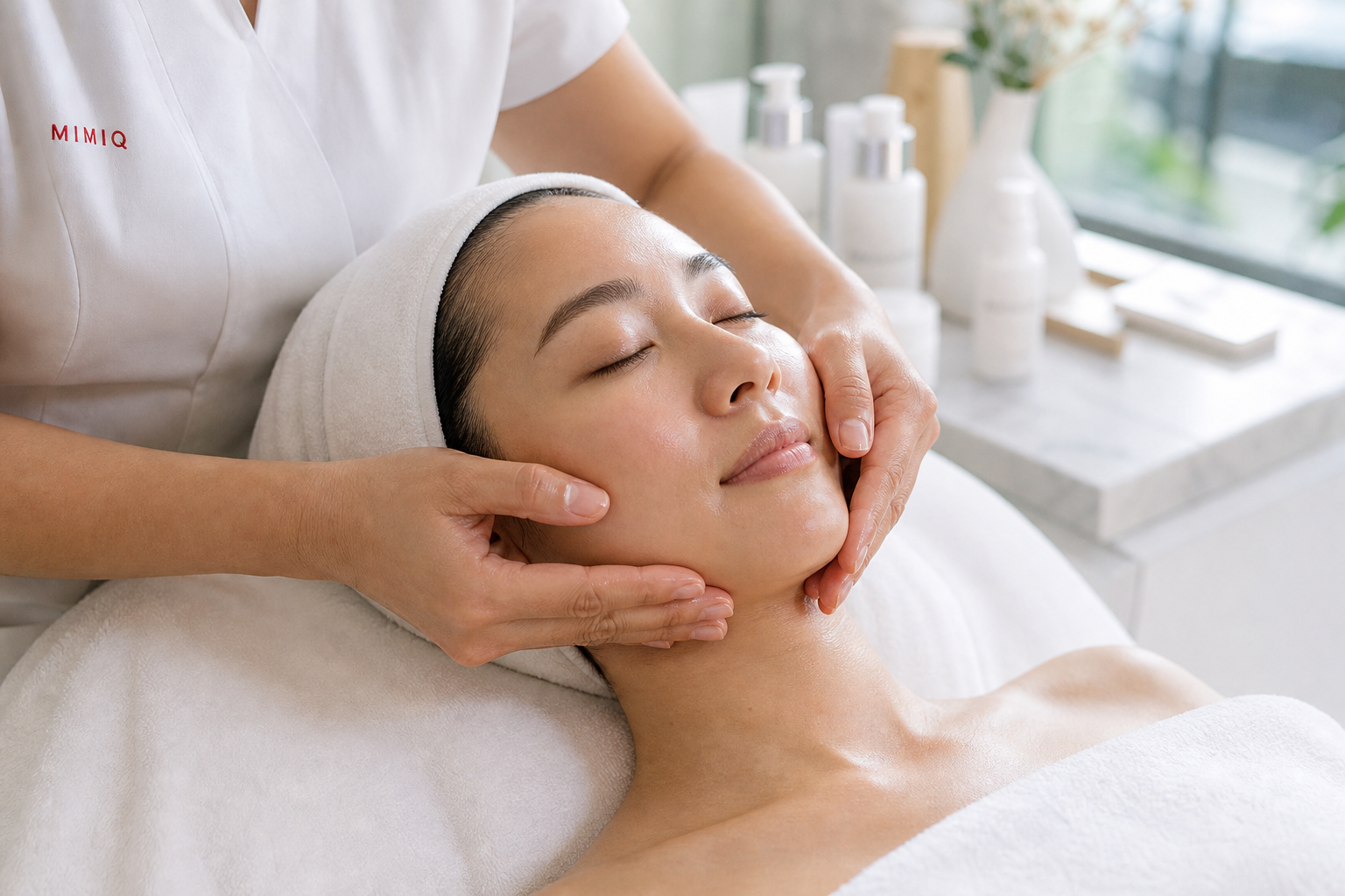 MIMIQ therapist performing a treatment related to facial sculpting Bangkok