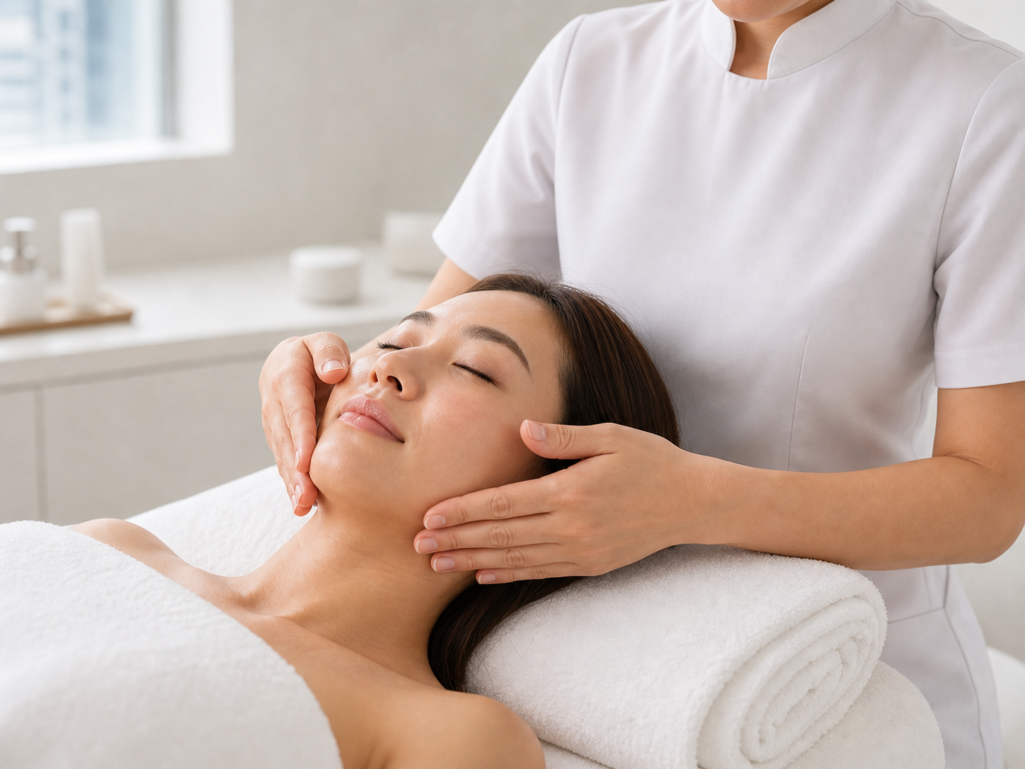 MIMIQ therapist performing a treatment related to first-time face workout Bangkok