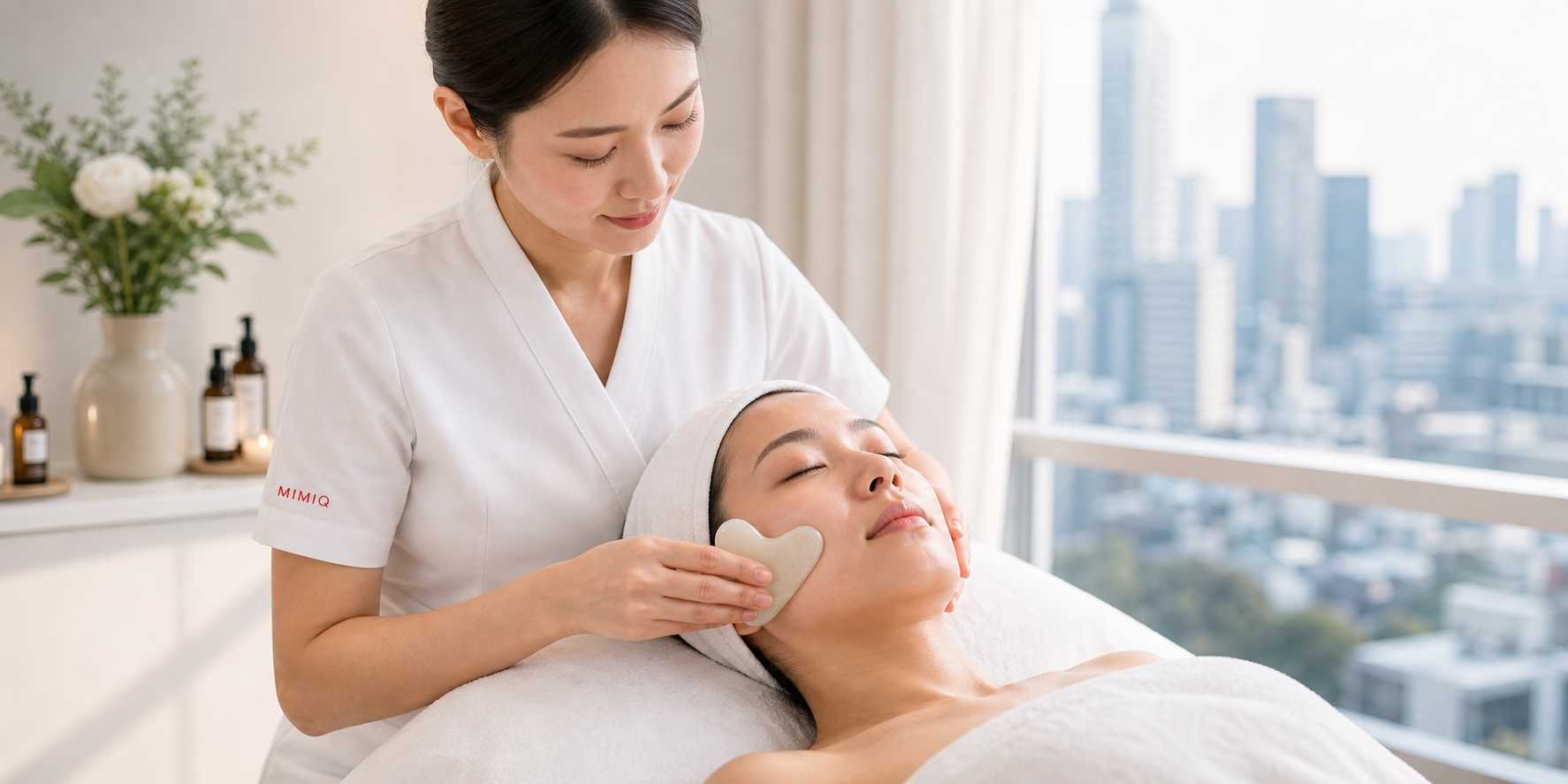 Escena editorial del tratamiento facial Bangkok para la gu&iacute;a del &aacute;rea Sukhumvit