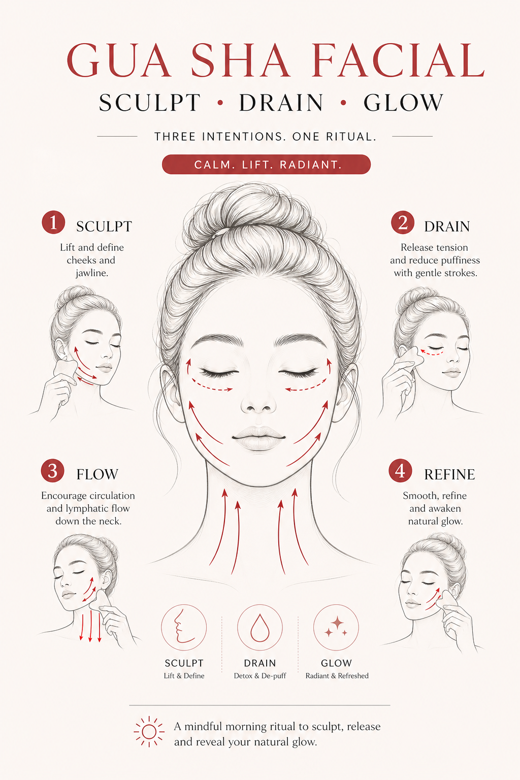 MIMIQ infographic explaining the method for gua sha facial Sukhumvit