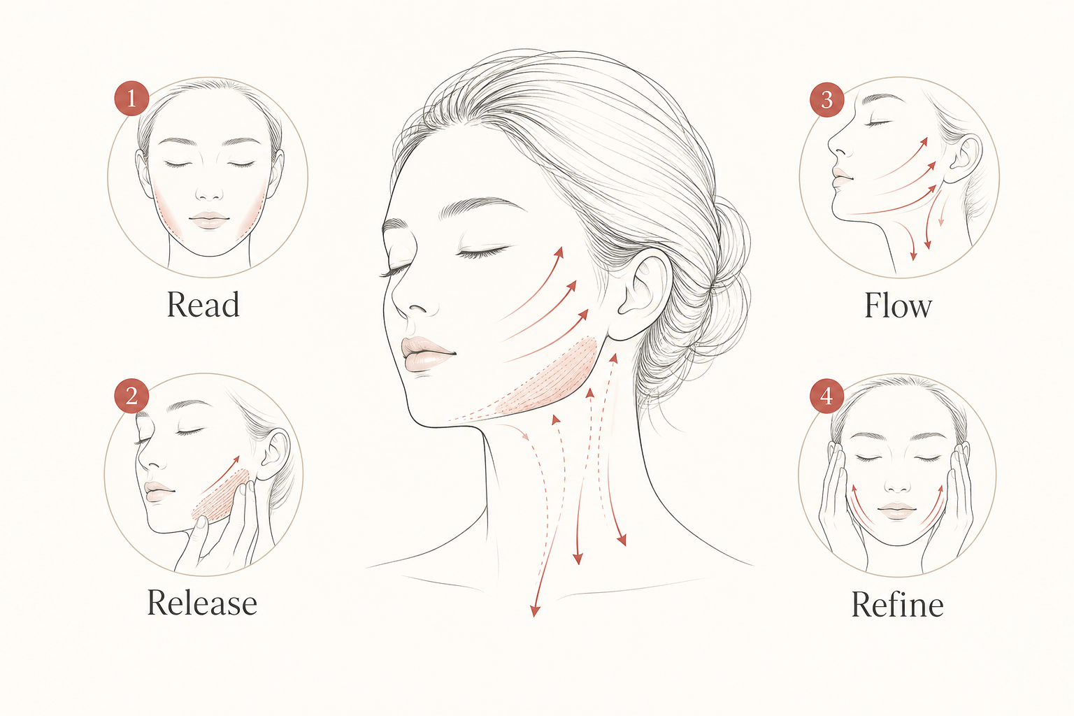 Four-step infographic for deciding whether to book a face workout with jaw tension