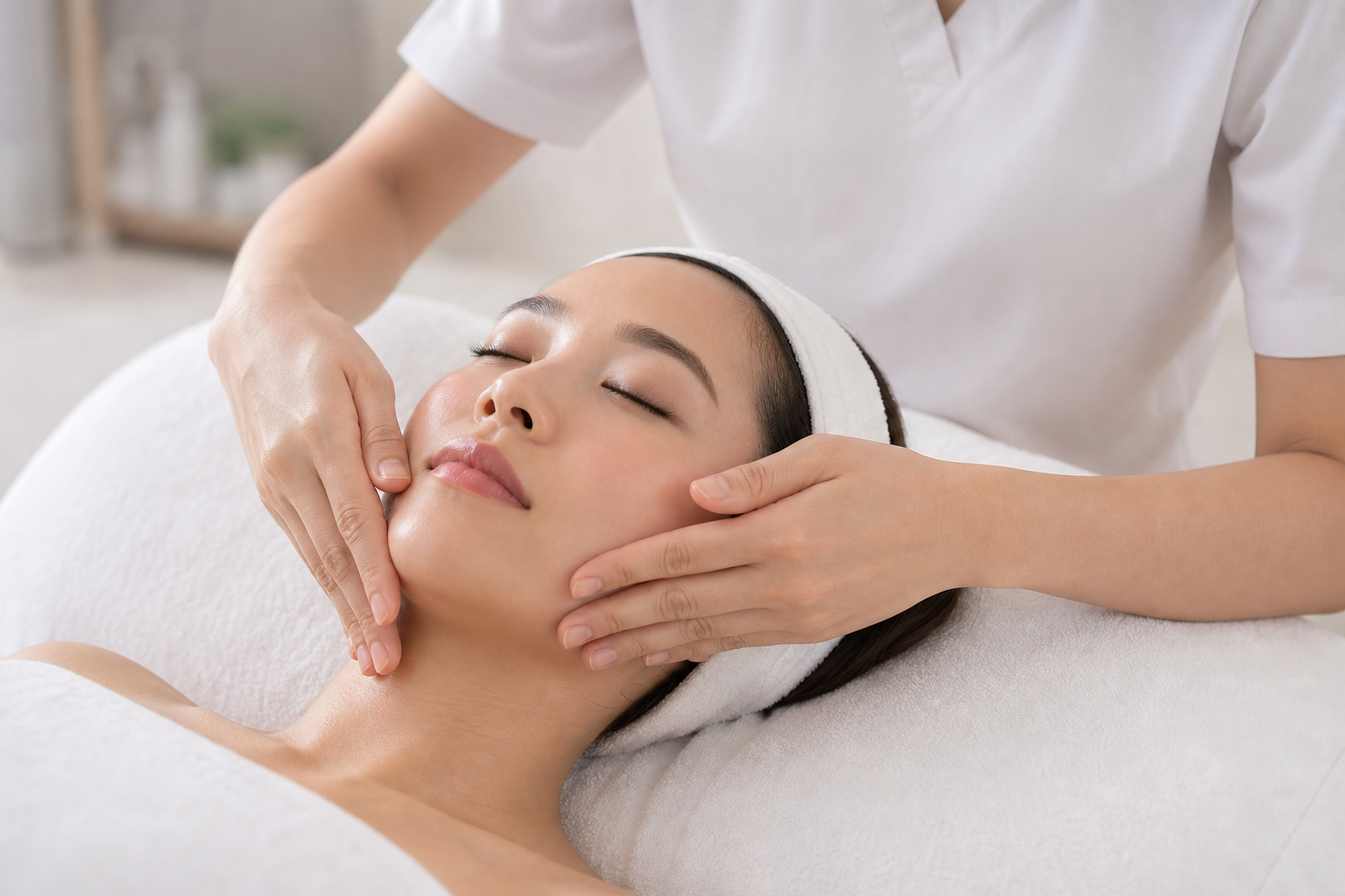 MIMIQ therapist performing a treatment related to late-night facial massage Bangkok