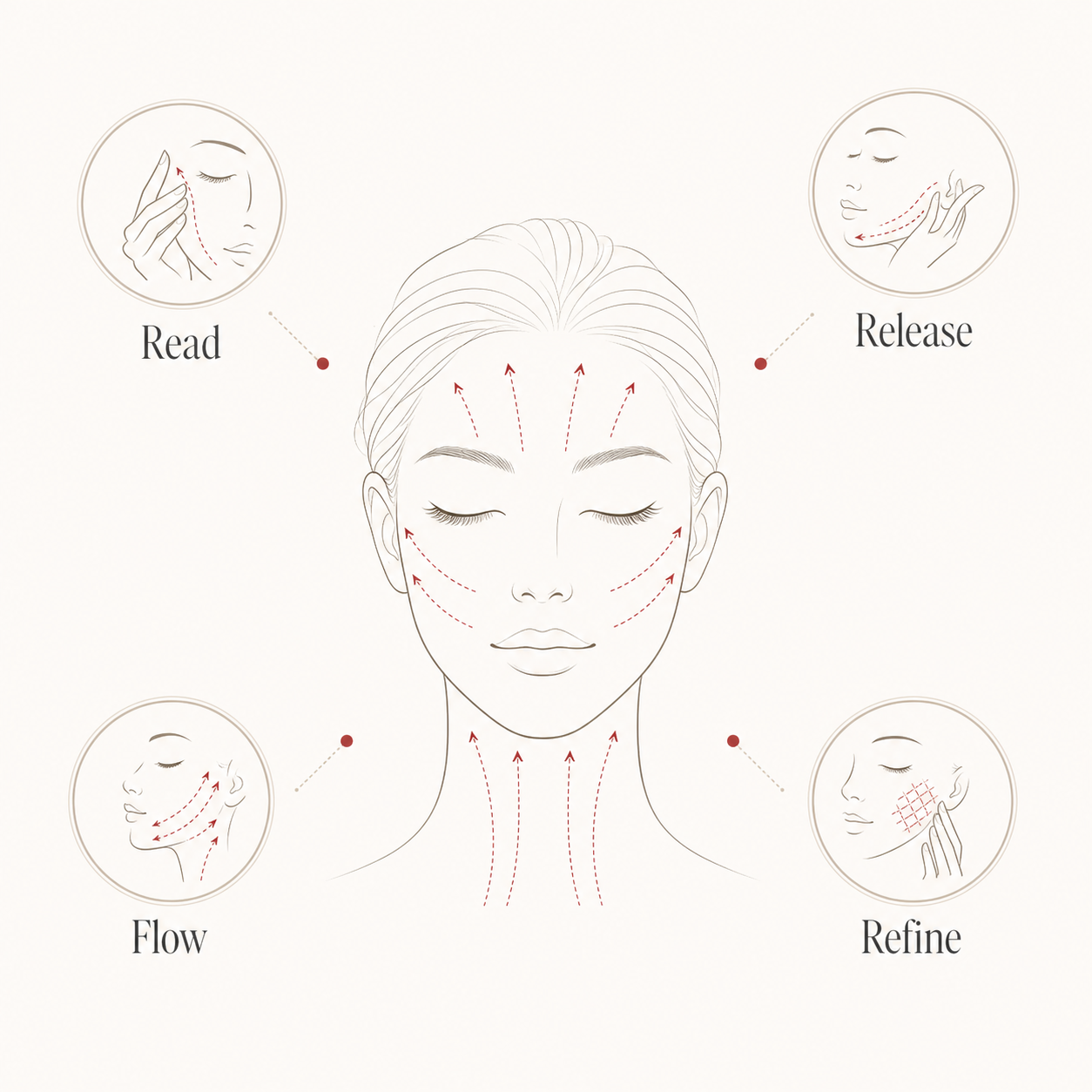 MIMIQ infographic explaining the method for monthly face workout Bangkok