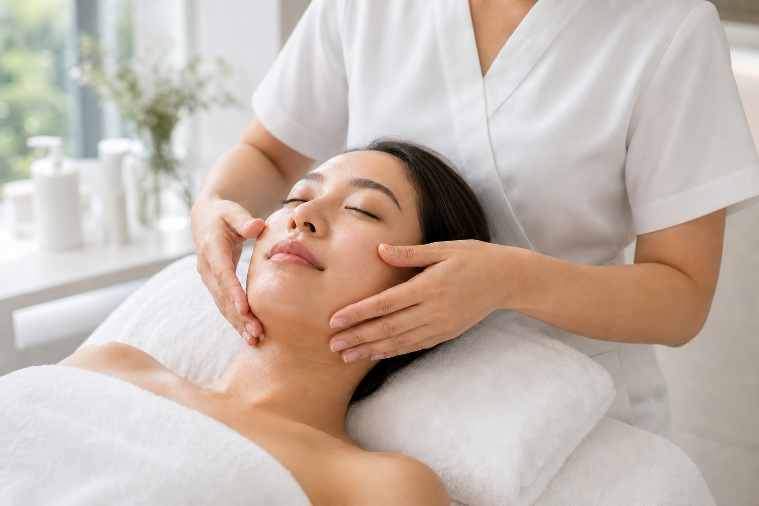 MIMIQ therapist performing a treatment related to monthly face workout Bangkok