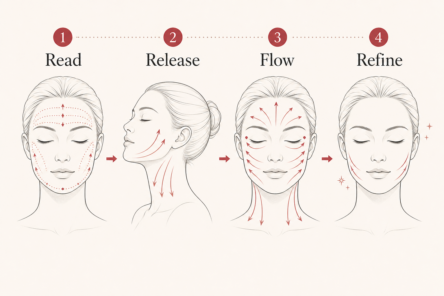 MIMIQ infographic explaining the method for office worker face workout Bangkok