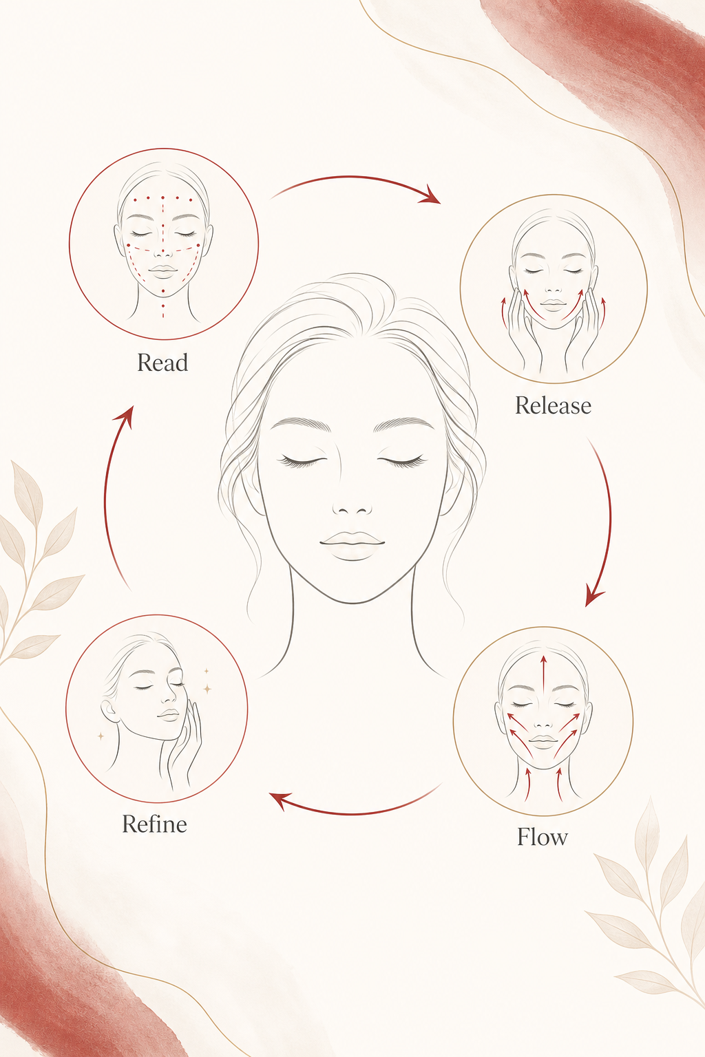 Infographic showing a four-step first-hour face recovery sequence