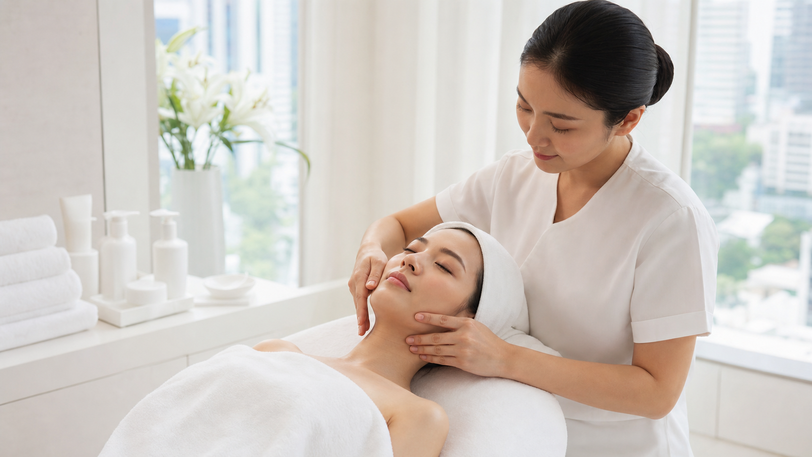 An anatomy-respecting consultation about V-line facial definition at MIMIQ Facial Bar in Bangkok