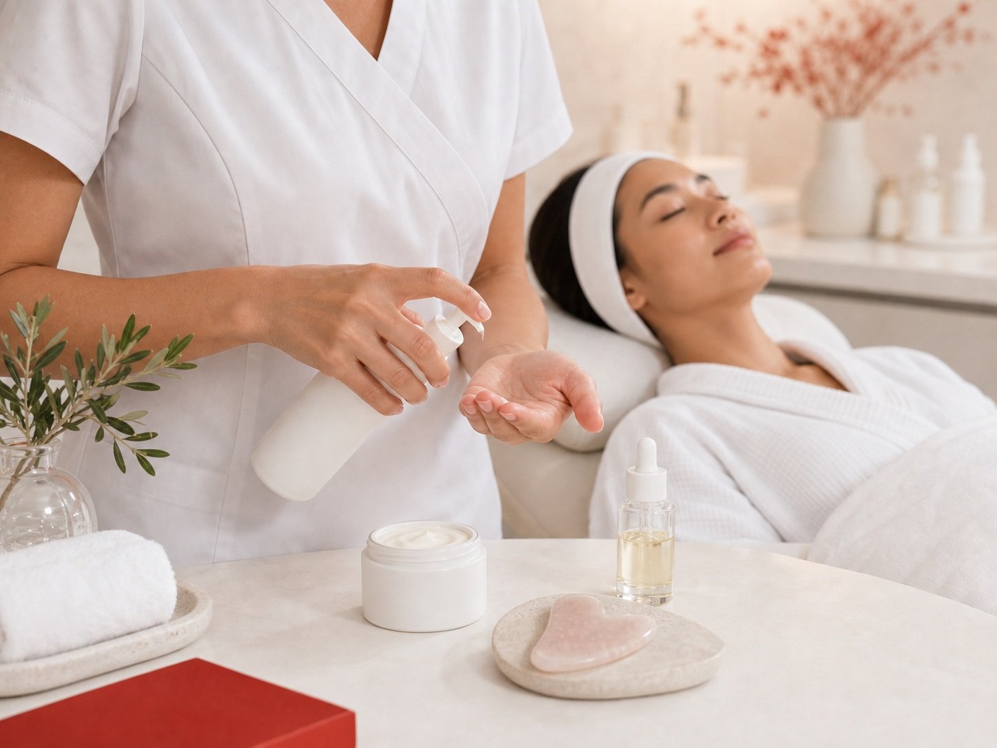 MIMIQ skincare products selected for skin barrier support during face workout
