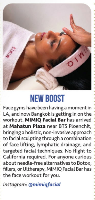 Original Masala Lite New Boost press clipping about MIMIQ Facial Bar, October 2026.