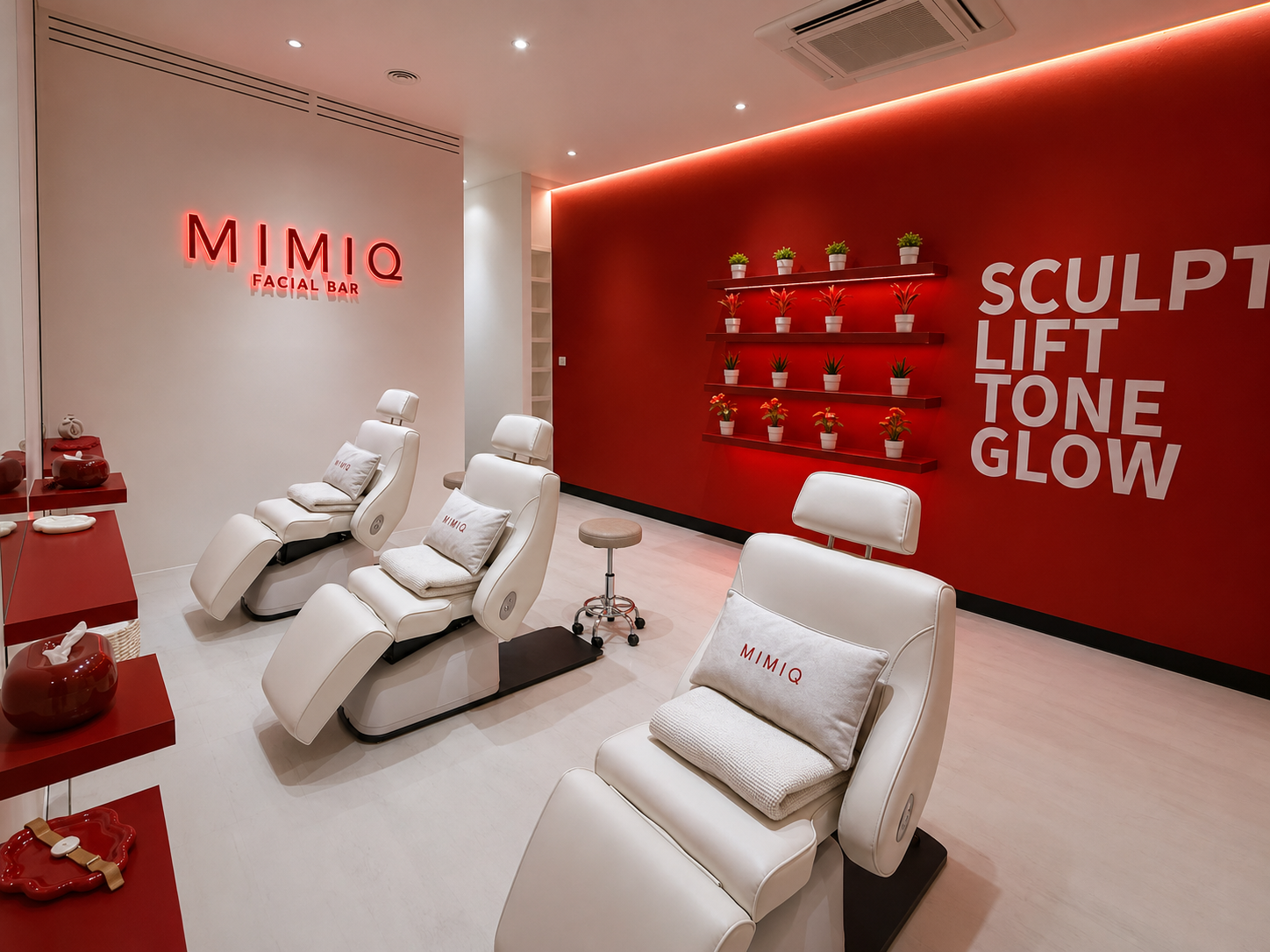 MIMIQ face workout room with treatment chairs